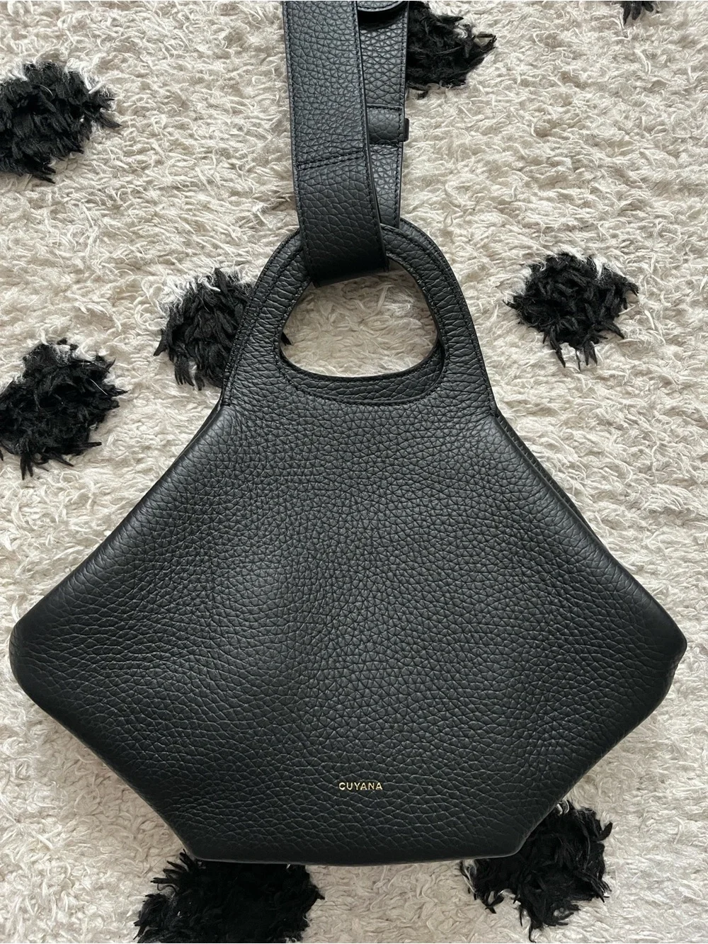CUYANA Paloma Bag Black Pebbled Leather Tote Bag